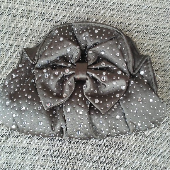 Vintage Formal Satin Rhinestone Convertible Clutch - Picture 1 of 5